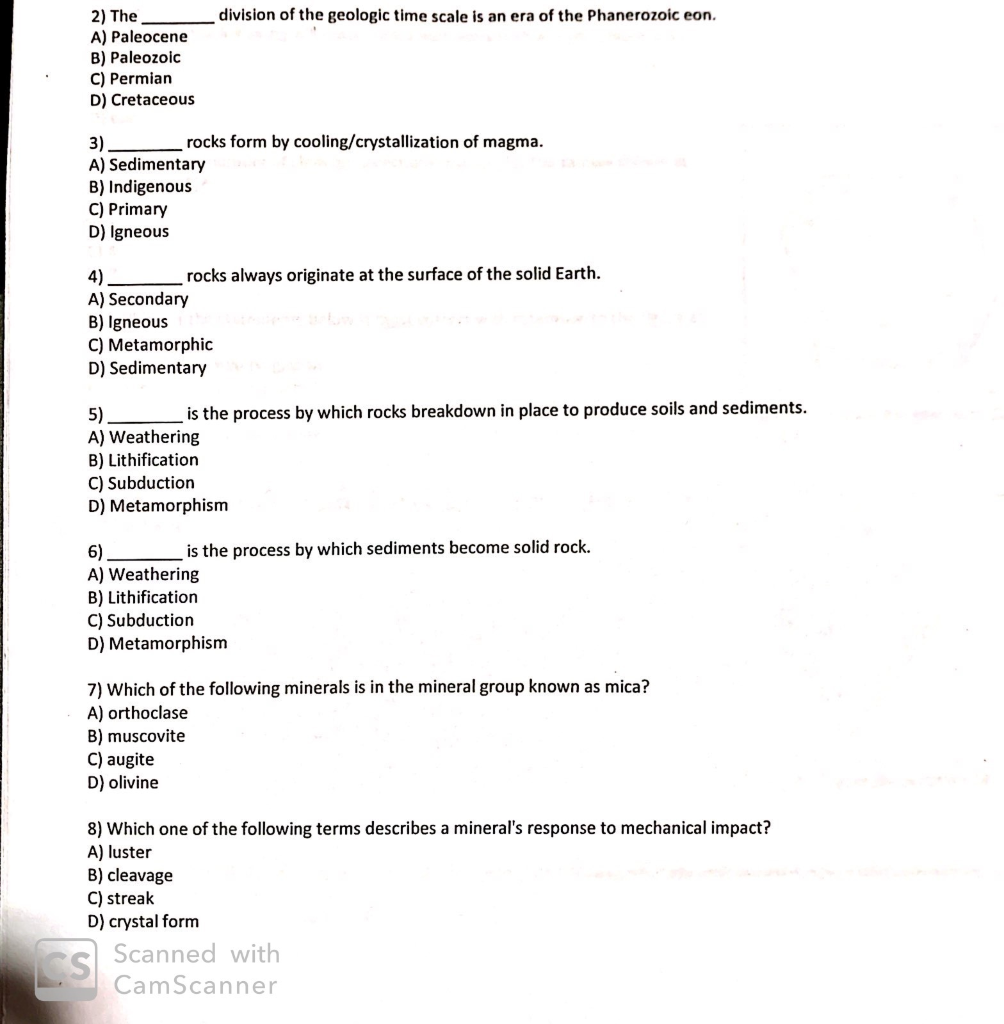 Solved division of the geologic time scale is an era of the | Chegg.com