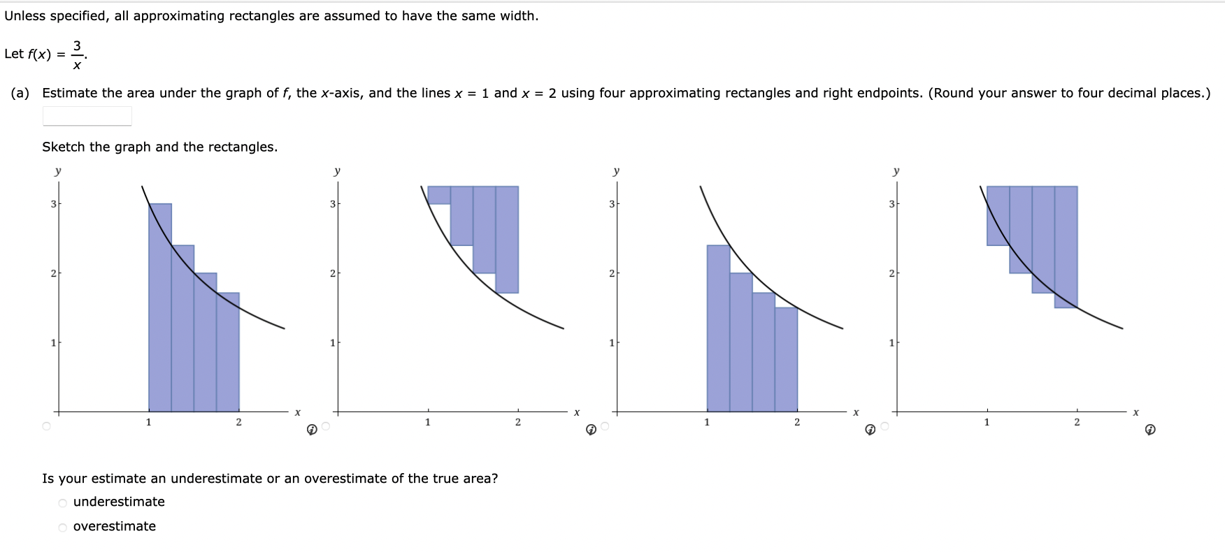 Solved Unless specified, all approximating rectangles are | Chegg.com