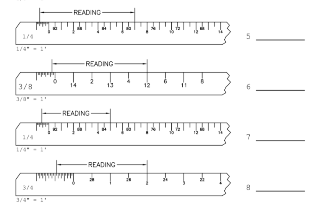 Solved ARCHITECTURAL SCALES: FRACTION = 1’0” Answers will be | Chegg.com