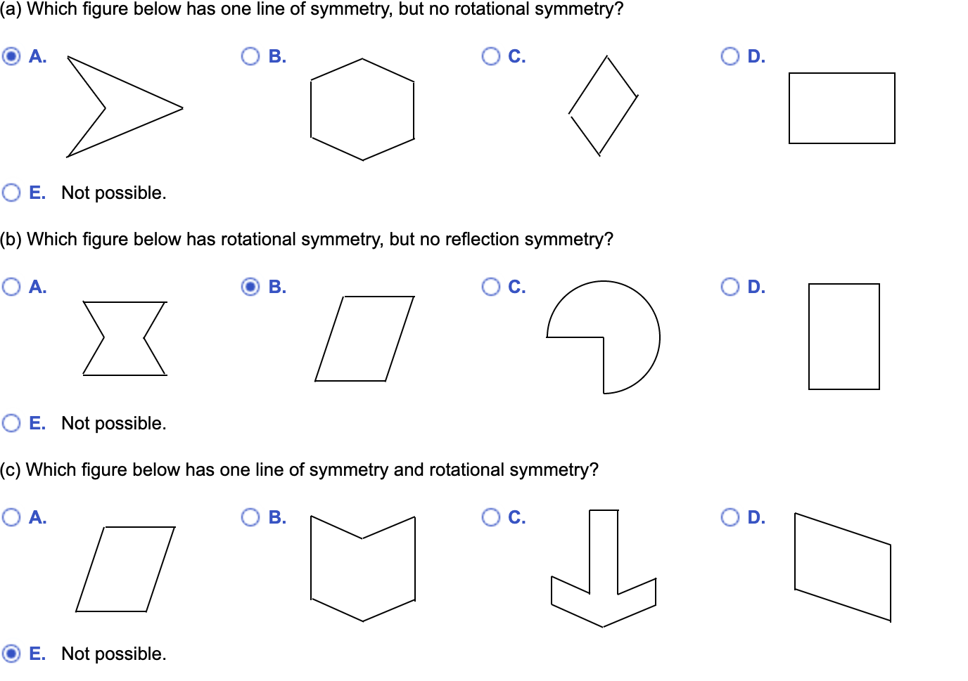 Solved A Which Figure Below Has One Line Of Symmetry But 3224