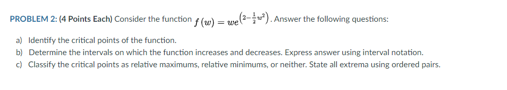 Solved PROBLEM 2: (4 Points Each) Consider the function f | Chegg.com