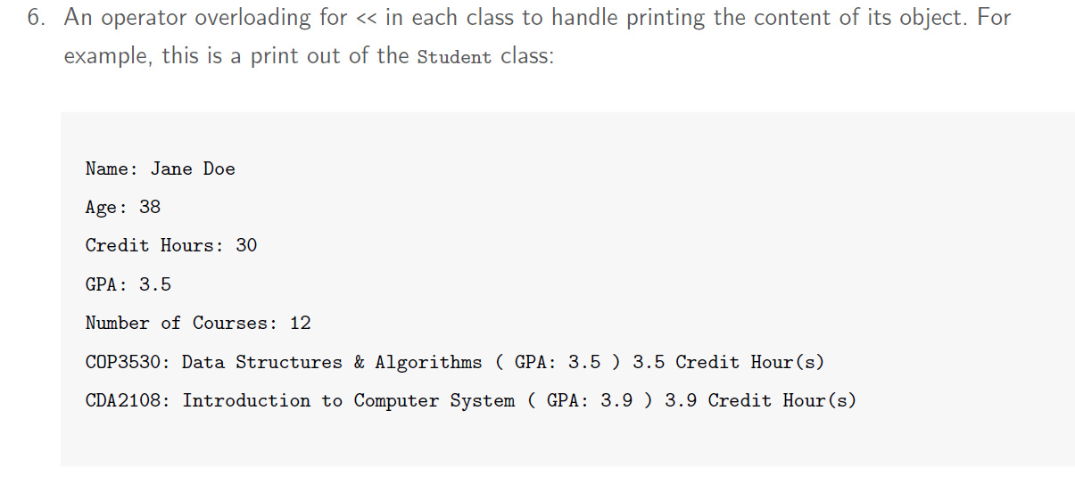 Solved 6. An operator overloading for