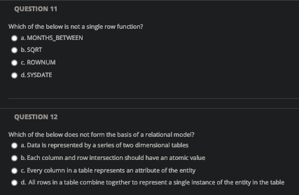 Solved I need these SQL MULTIPLE CHOICE questions answered