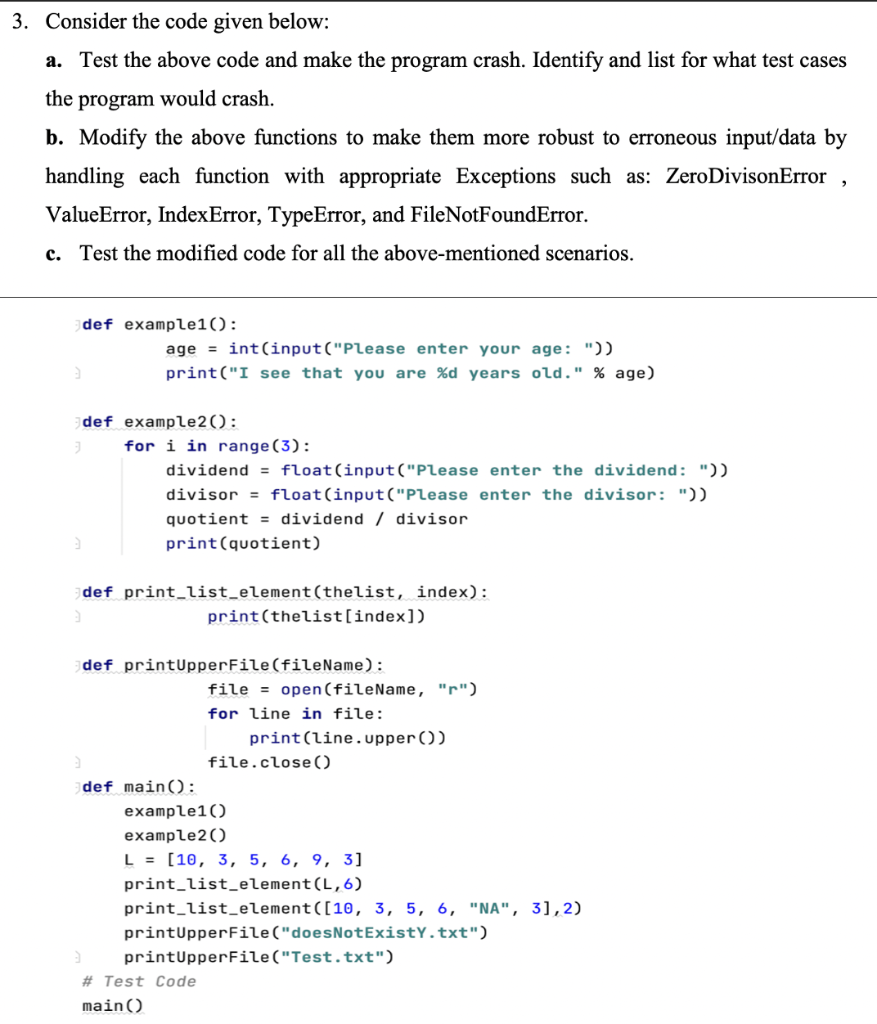 Solved 3. Consider the code given below: a. Test the above | Chegg.com