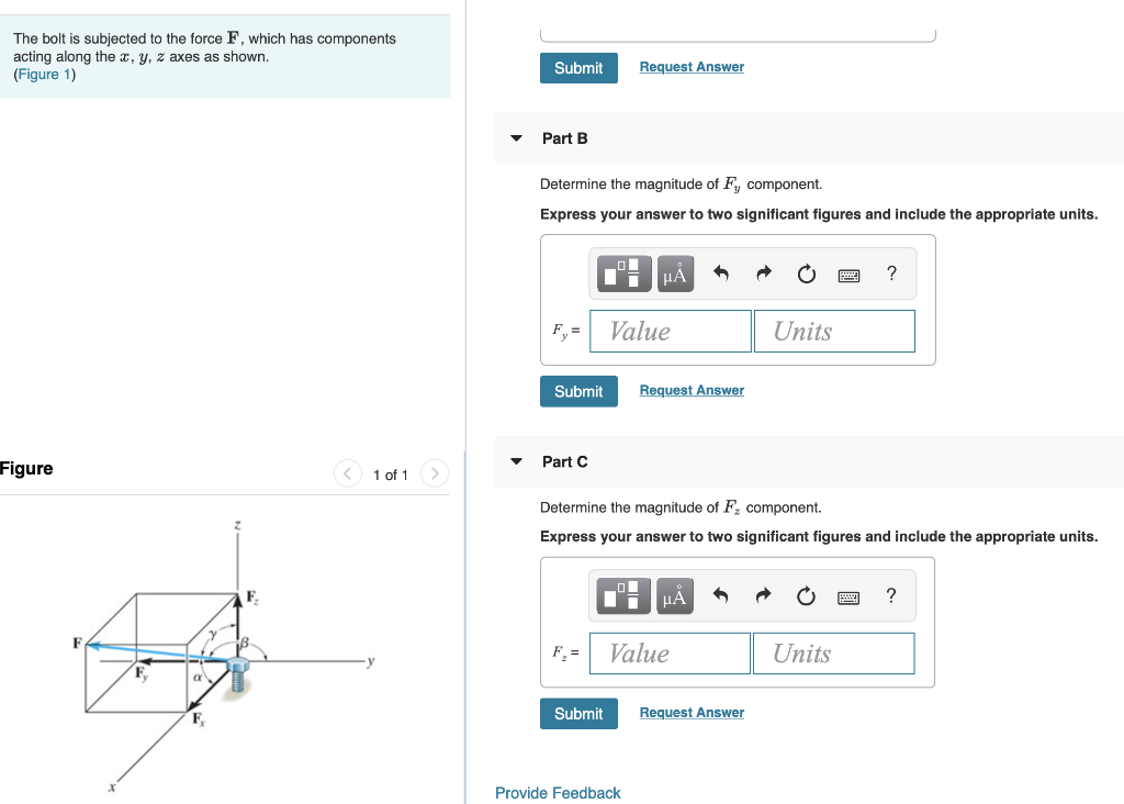 Solved The bolt is subjected to the force F, which has