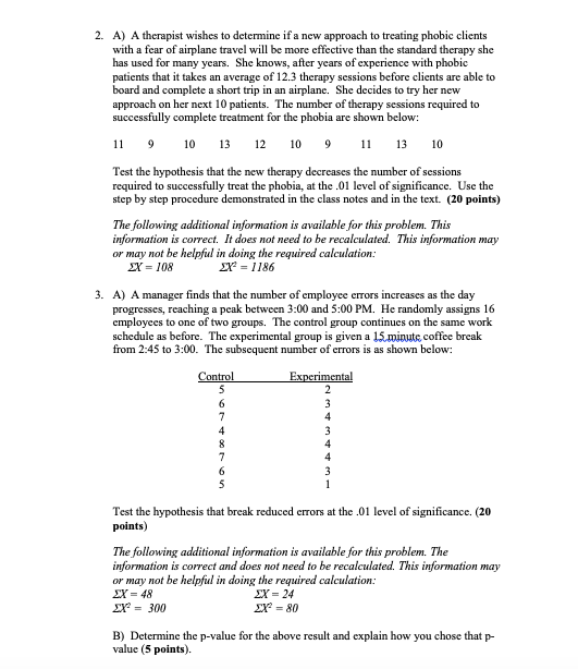 Solved 1. A) A pre-test-post-test design is used to examine | Chegg.com