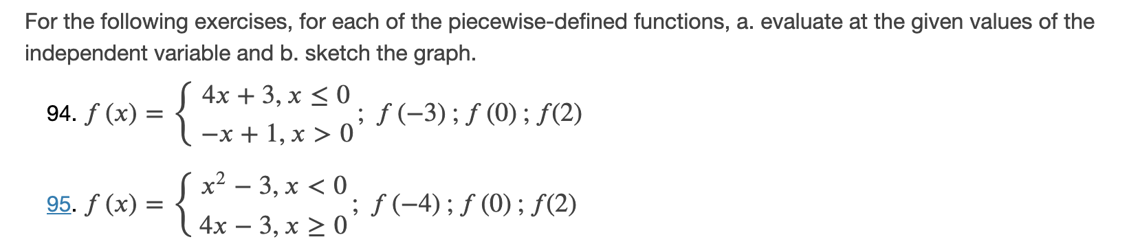 Solved For the following exercises, for each of the | Chegg.com