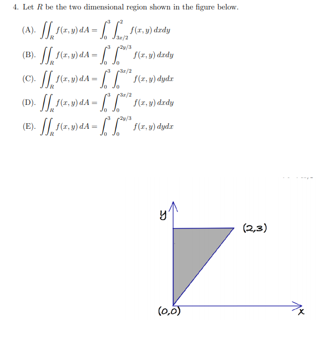 Solved 4 Let R Be The Two Dimensional Region Shown In Th Chegg Com