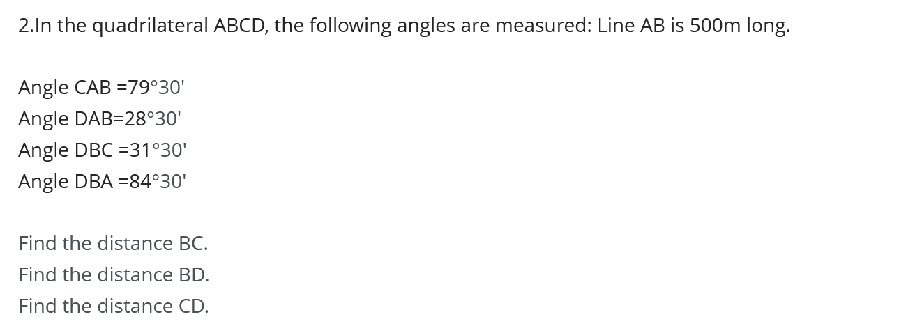 2.In the quadrilateral ABCD, the following angles are | Chegg.com