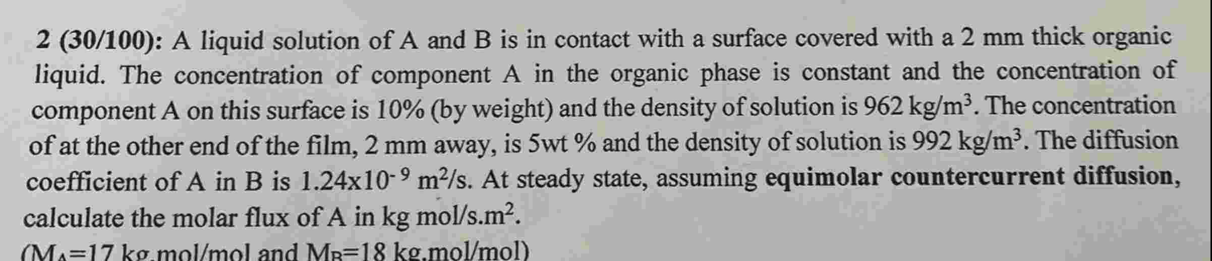 Solved 2(30100) ﻿: A liquid solution of ﻿A and B is in | Chegg.com