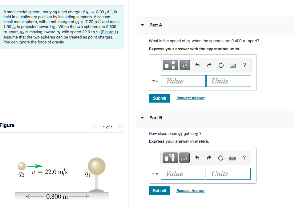 Solved A small metal sphere, carrying a net charge of q1 =