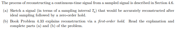 Solved The process of reconstructing a continuous-time | Chegg.com ...