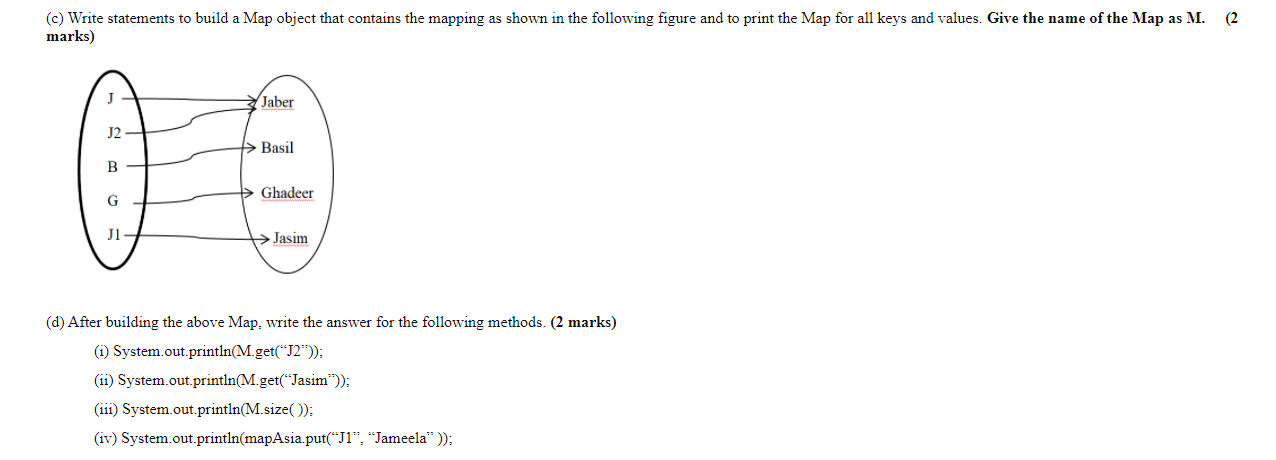 Solved (2 (C) Write statements to build a Map object that | Chegg.com