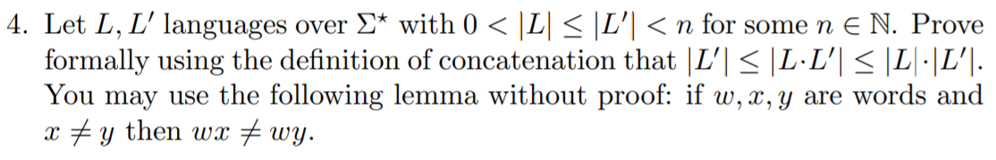 4. Let L, L' languages over £* with 0