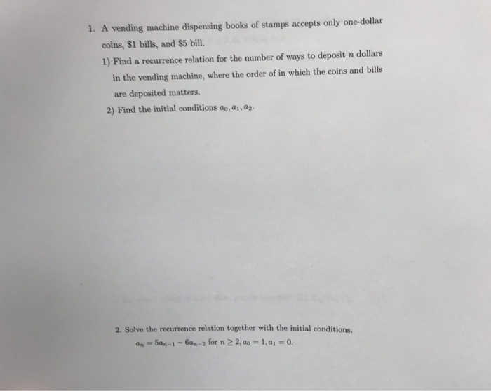 Solved 1. A vending machine dispensing books of stamps