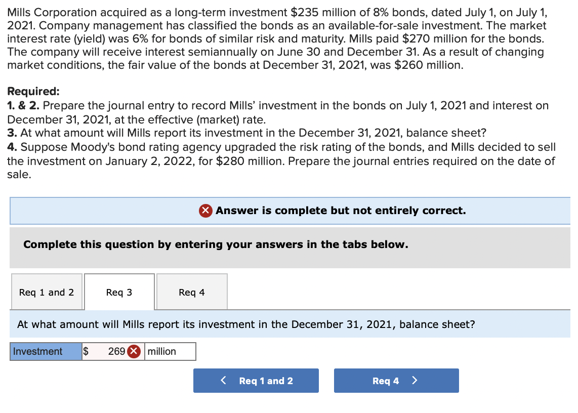 Solved Mills Corporation acquired as a long-term investment