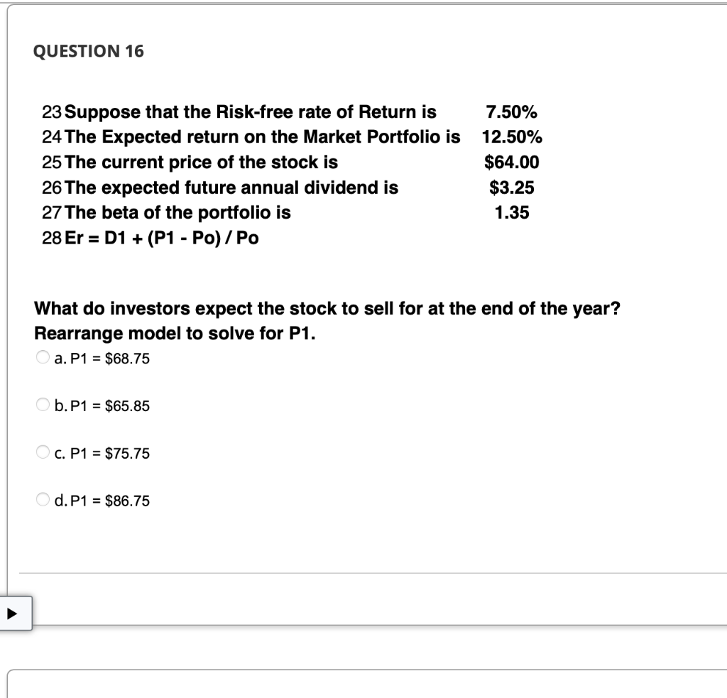 Solved QUESTION 16 23 Suppose That The Risk-free Rate Of | Chegg.com