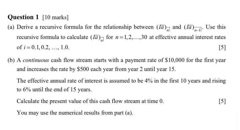 Question 1 [10 marks] n-1 (a) Derive a recursive | Chegg.com