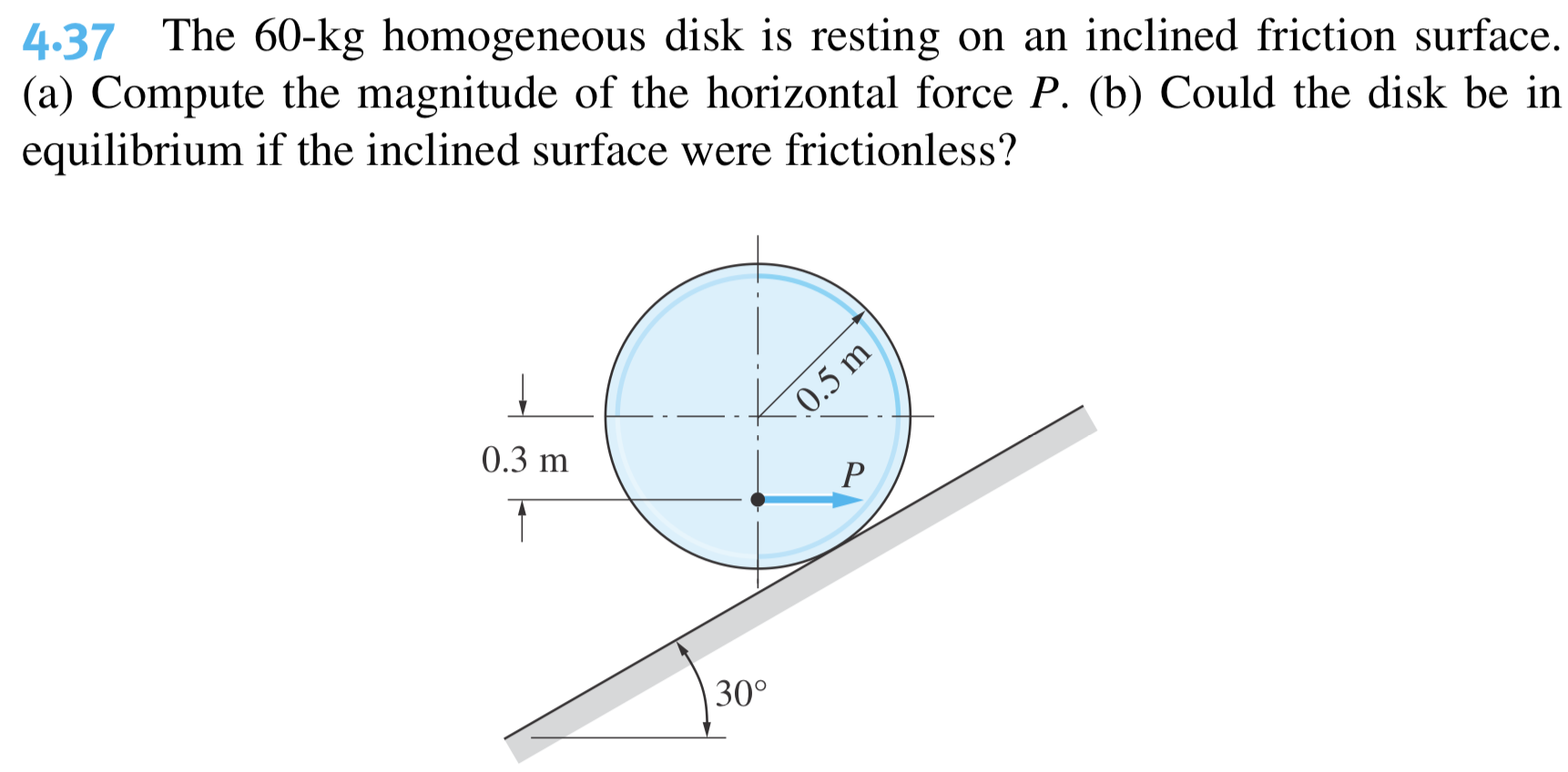 Solved 4.37 The 60-kg homogeneous disk is resting on an | Chegg.com