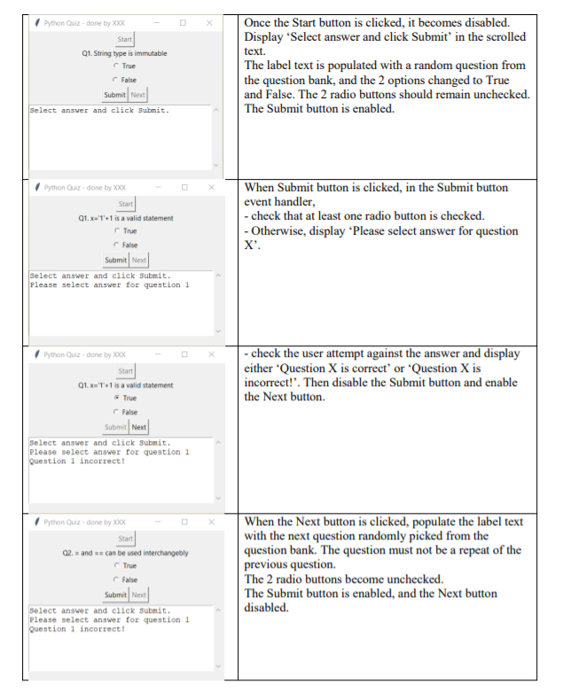 Solved Write a Python Quiz assessment program using | Chegg.com