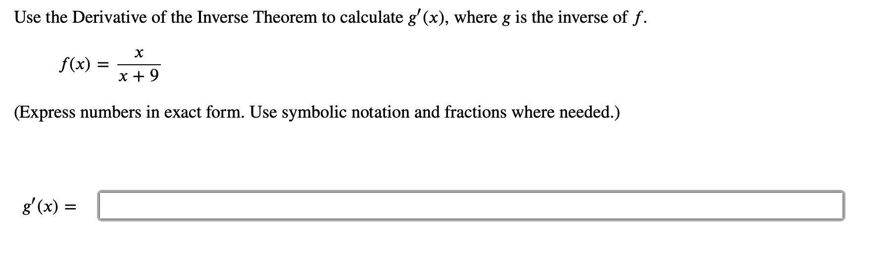 Solved Use the Derivative of the Inverse Theorem to | Chegg.com