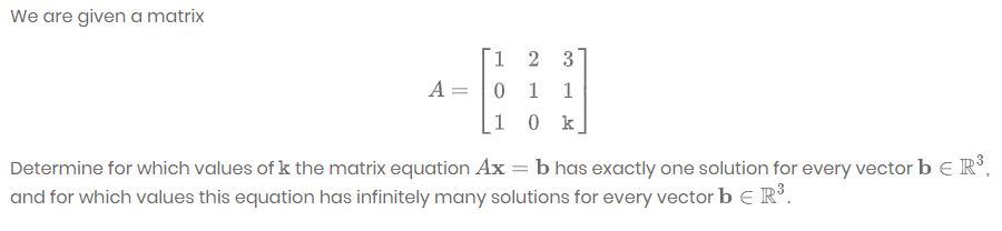 Solved We are given a matrix A= ſi 231 0 1 1 (1 0k Determine | Chegg.com