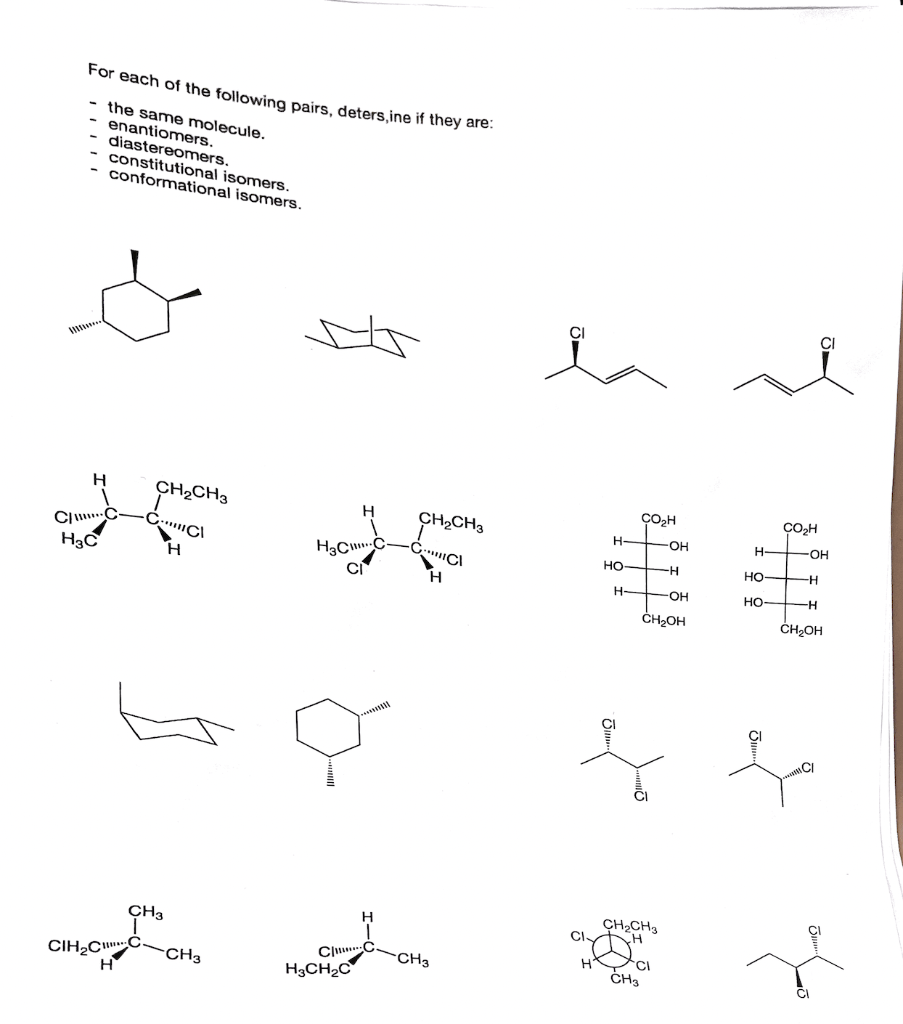 Solved For each of the following pairs, deters, ine if they | Chegg.com