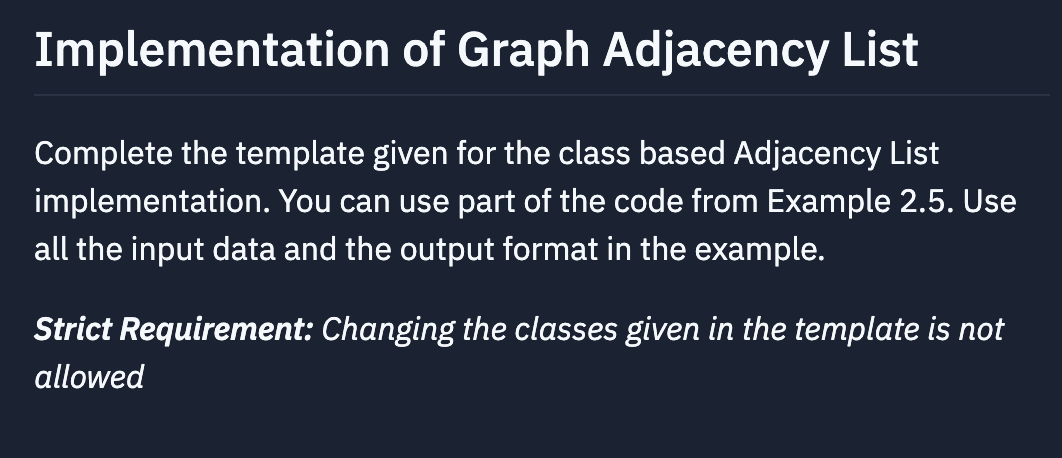 Solved Implementation of Graph Adjacency List Complete the | Chegg.com