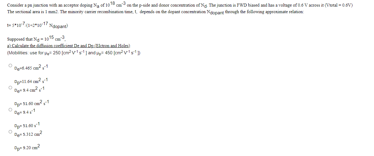 Solved cm Consider a pn junction with an acceptor doping Na | Chegg.com