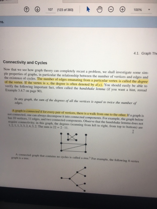Solved Recall the definition of the degree of a vertex in a | Chegg.com