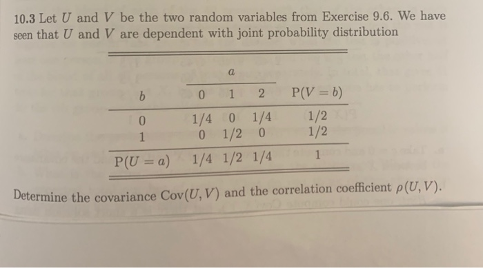 10.3 Let U and V be the two random variables from | Chegg.com