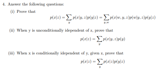 Solved 4. Answer the following questions: (i) Prove that | Chegg.com