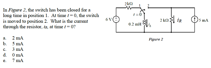 Solved In Figure 2, the switch has been closed for a long | Chegg.com