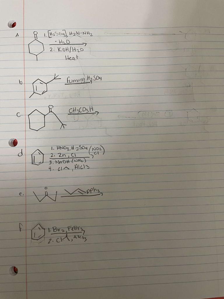 Solved A b C. d 4. Cl∧, AlCl e. f,2.Cl,AlC31.Br2,FBBr3 | Chegg.com