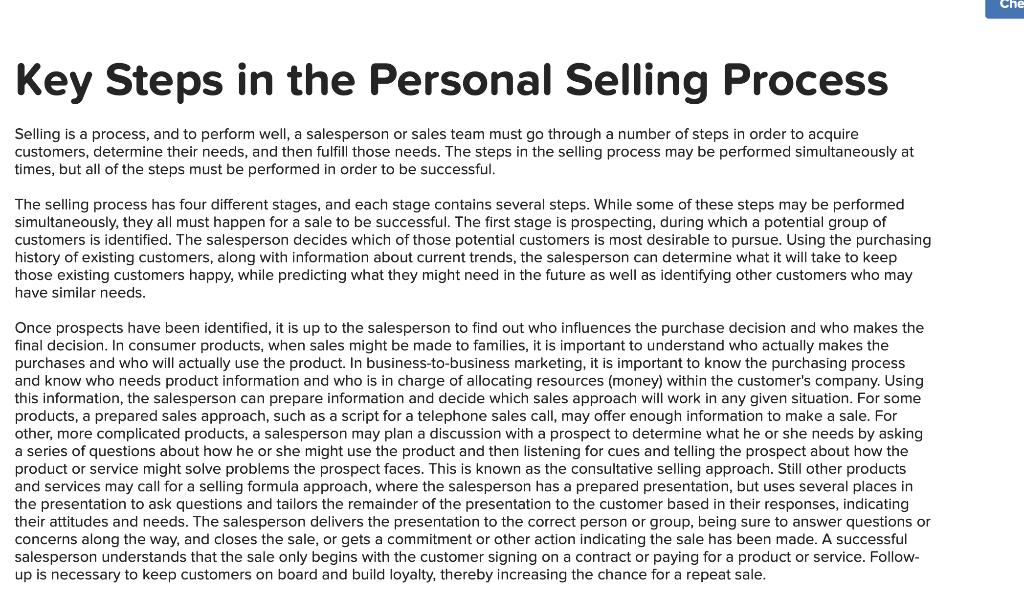 personal selling process steps