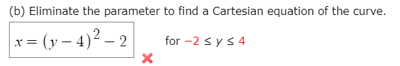 Solved Consider the parametric equations below. x = t2 – 3, | Chegg.com
