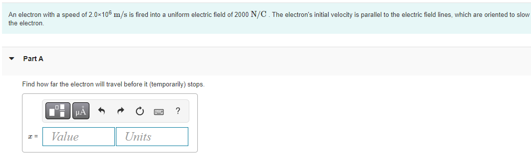 Solved An electron with a speed of 2.0×106 m/s is fired into | Chegg.com
