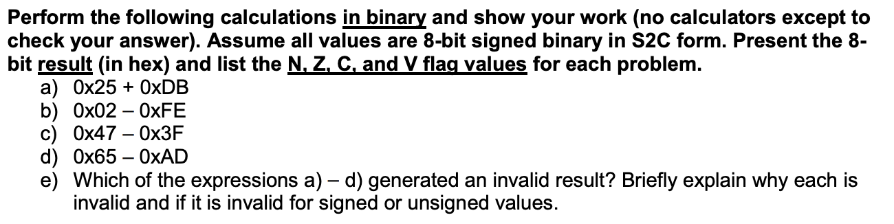 Solved Perform the following calculations in binary and show | Chegg.com