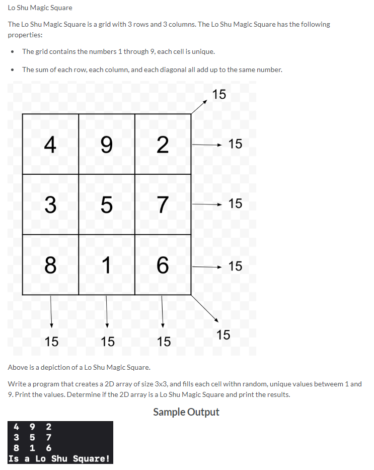 Solved Lo Shu Magic Square The Lo Shu Magic Square is a grid | Chegg.com