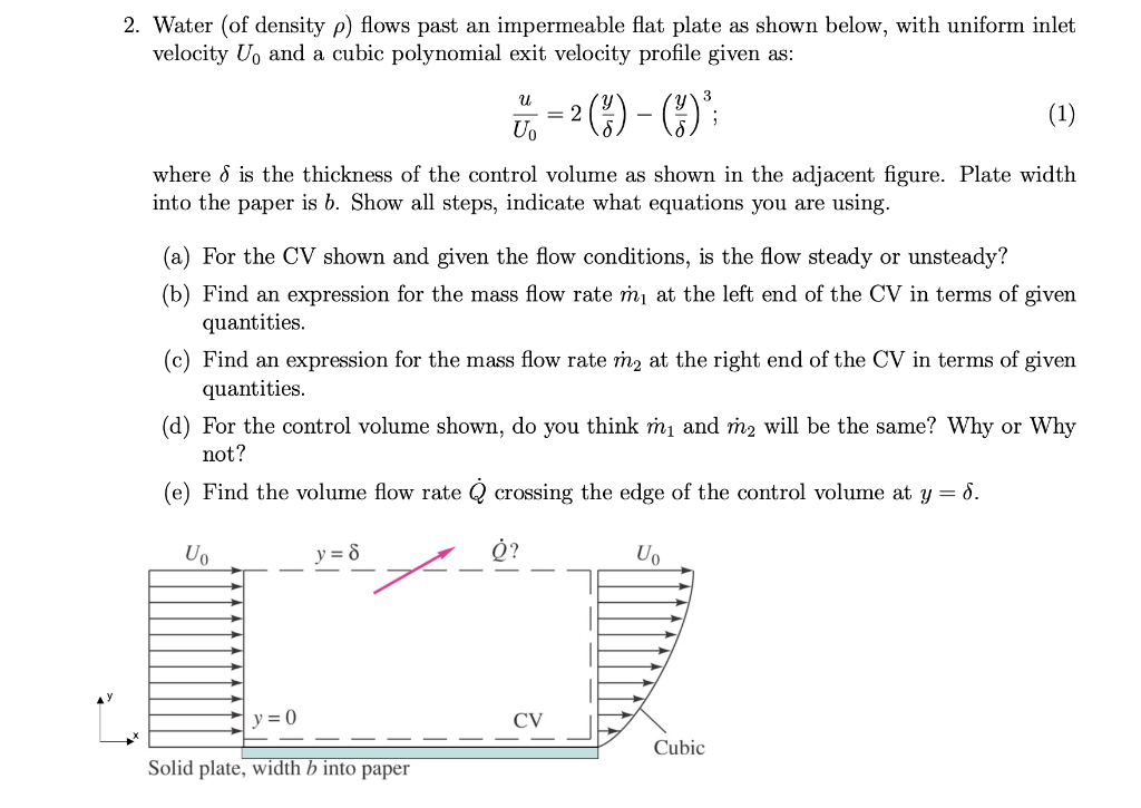 Solved 2. Water (of density p) flows past an impermeable | Chegg.com