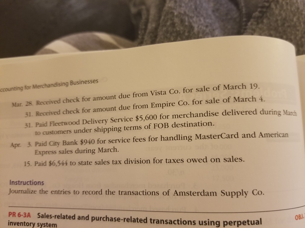Solved PR 6 2A Sales related Transactions Using Perpetual Chegg