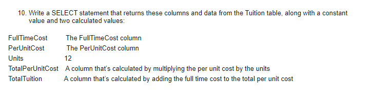 10. Write a SELECT statement that returns these | Chegg.com