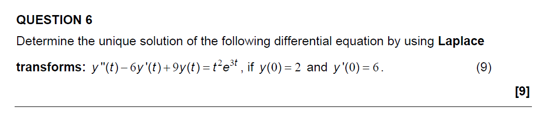 Solved QUESTION 6 Determine the unique solution of the | Chegg.com