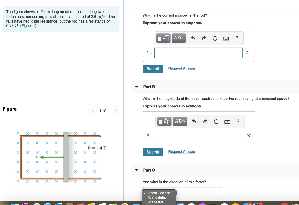 Solved The figure shows a 17cmlong metal rod pulled along