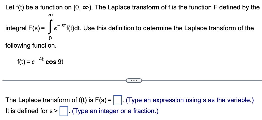 Solved Let f(t) be a function on [0,∞). The Laplace | Chegg.com