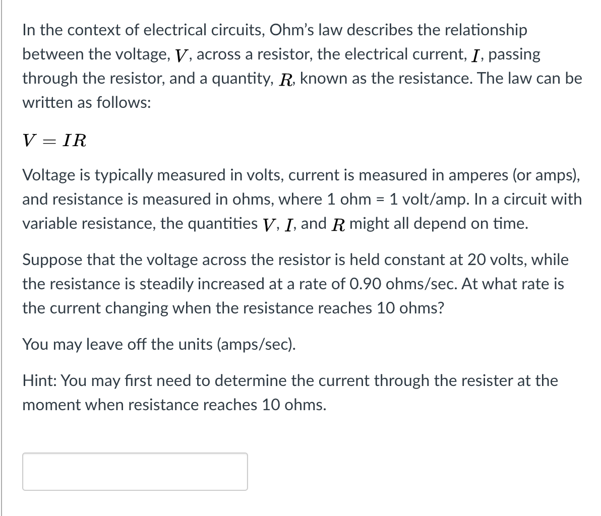 Solved In the context of electrical circuits, Ohm's law | Chegg.com