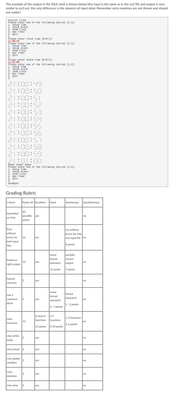 PA 3 Digital Clock Topics 1. Functions 2. String | Chegg.com