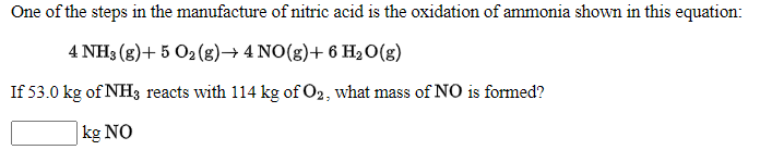 Solved One of the steps in the manufacture of nitric acid is | Chegg.com