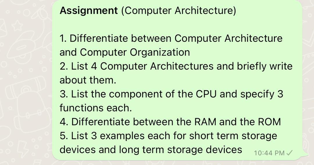 assignment on computer architecture