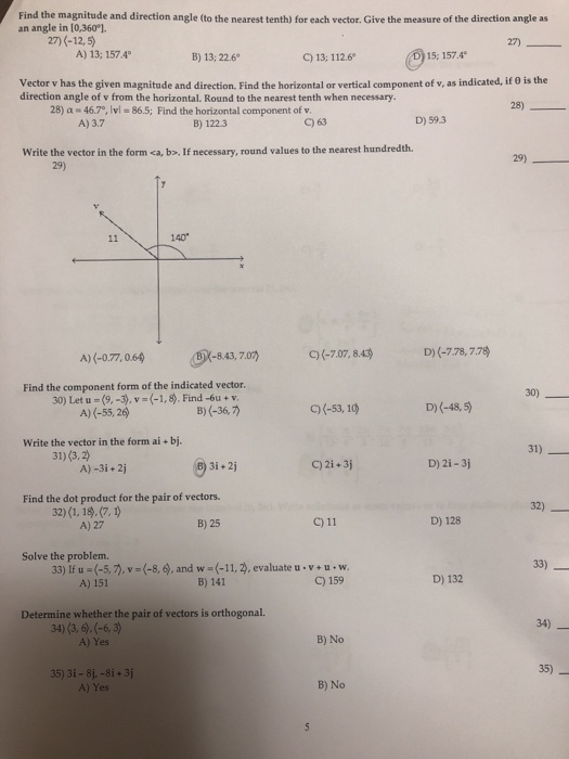 Solved Find the magnitude and direction angle (to the | Chegg.com